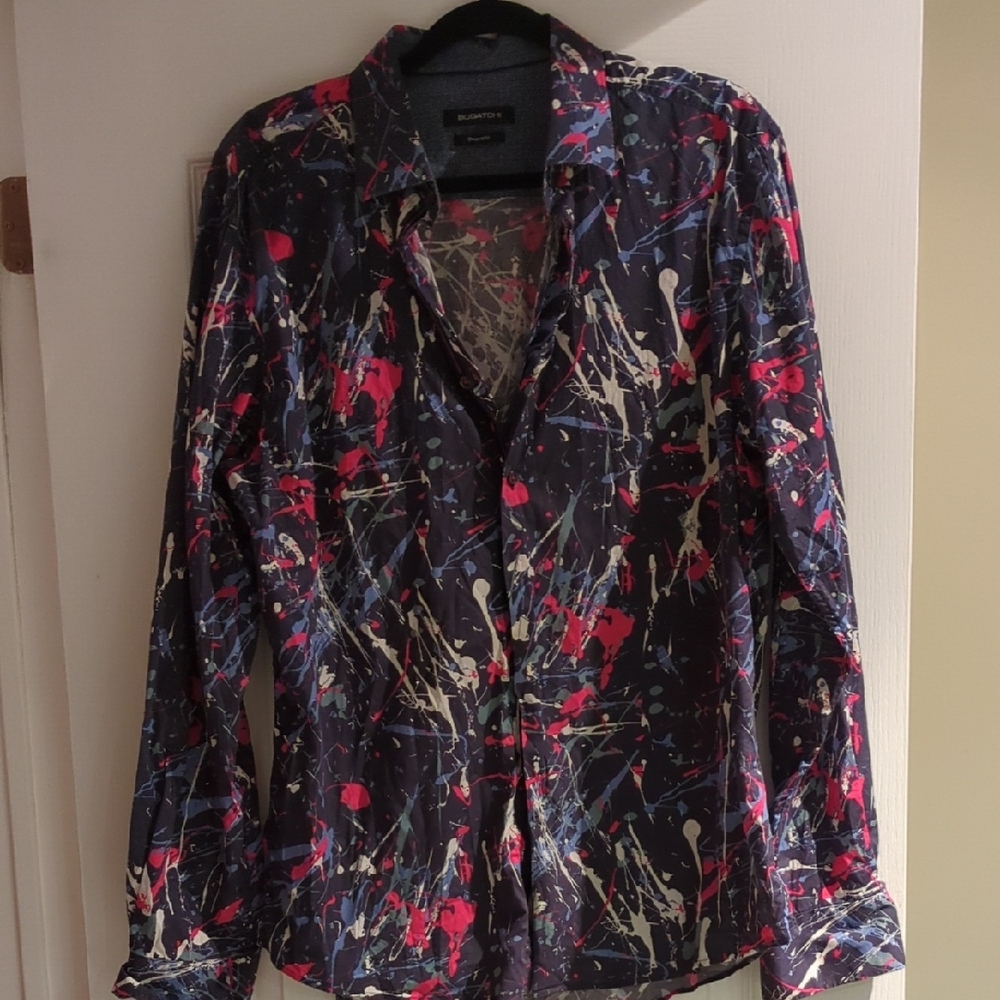 Colorful Splatter Button-Up Shirt